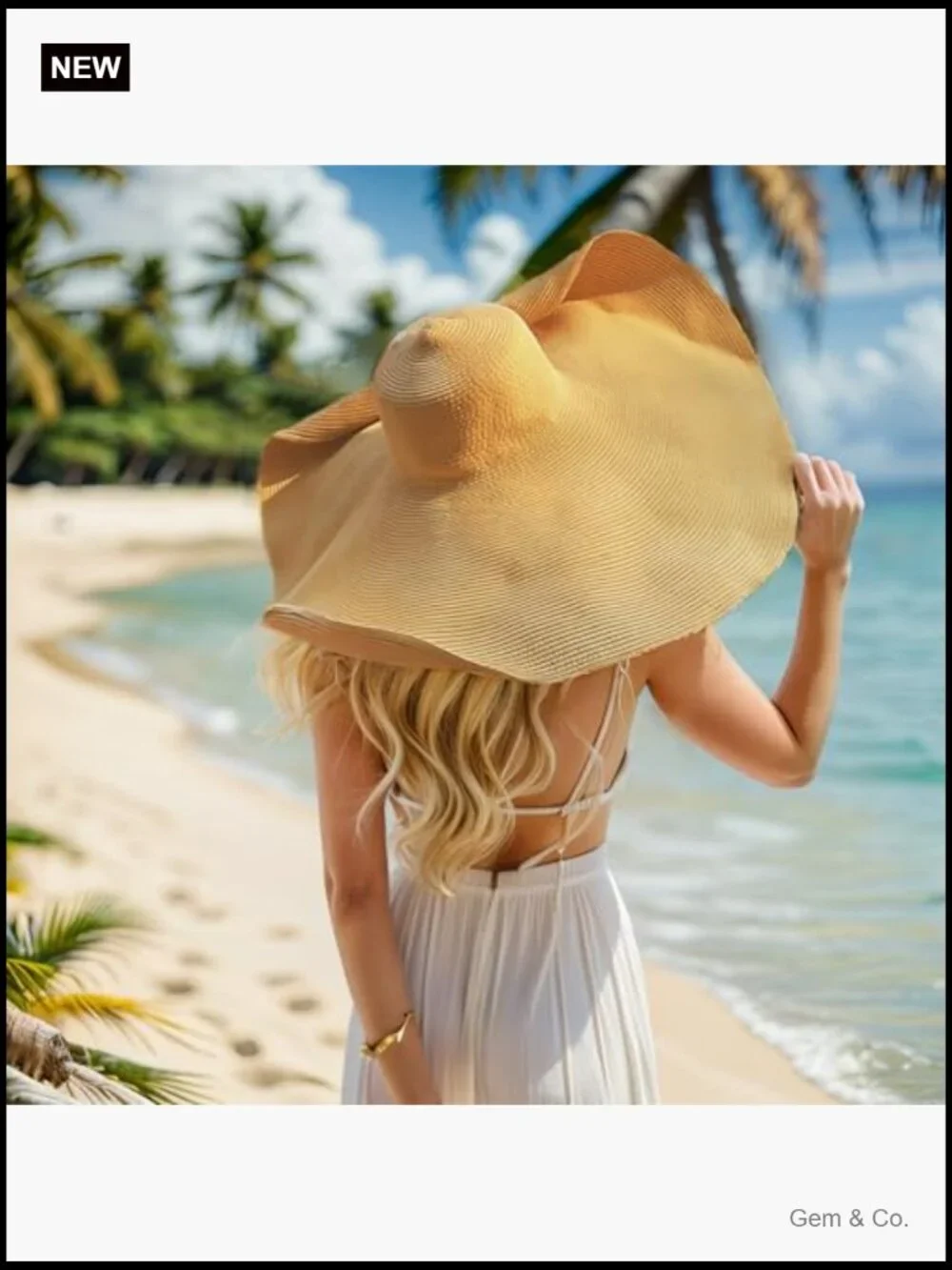 Oversized Straw Sun Hat Floppy Wide Brim UV Protection Foldable Beach Hat